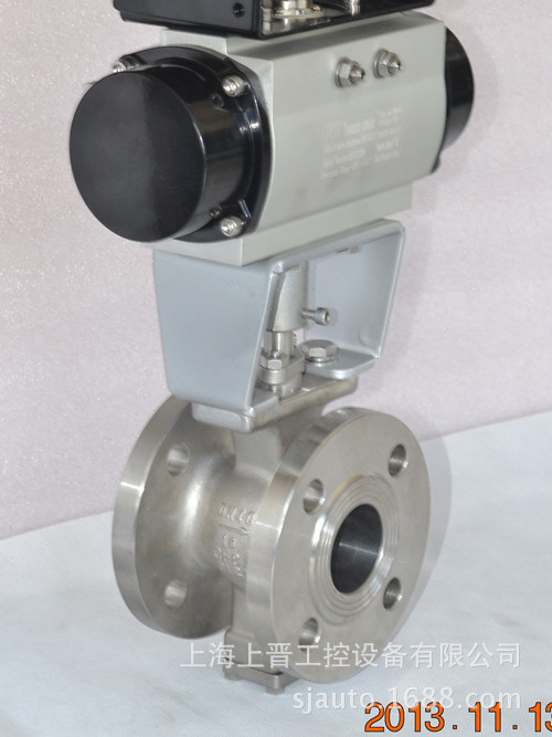 V型气动球阀,法兰式连接,不锈钢材质,配电气定位器