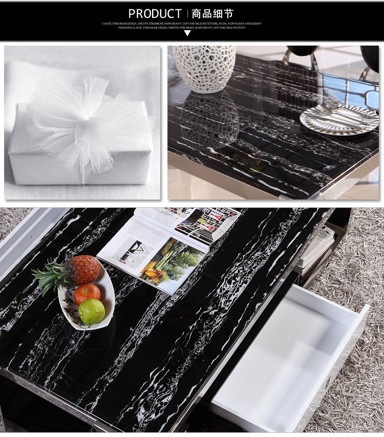 【佳优】2014现代时尚不锈钢大理石610茶几 工厂直销客厅创意家具