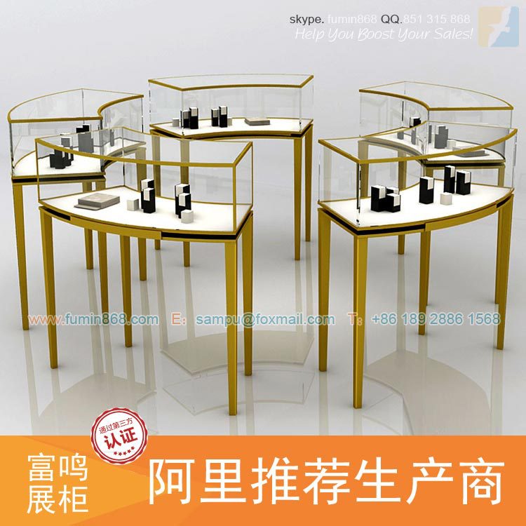 烤漆珠宝展柜 木纹珠宝柜 圆形珠宝柜台