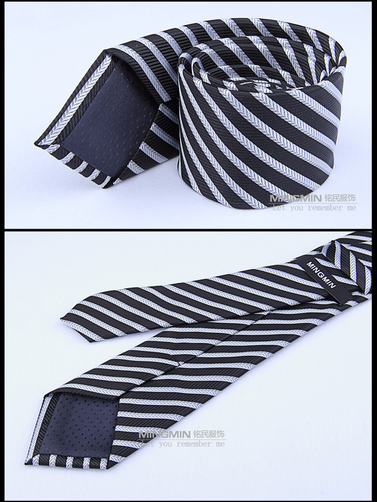MINGMIN黑白条纹领带_07