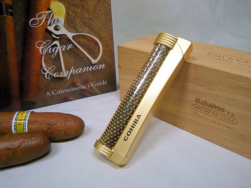 批发供应 广告礼品 雪茄烟具 金属打火机 cob-956 直冲 台式 礼盒