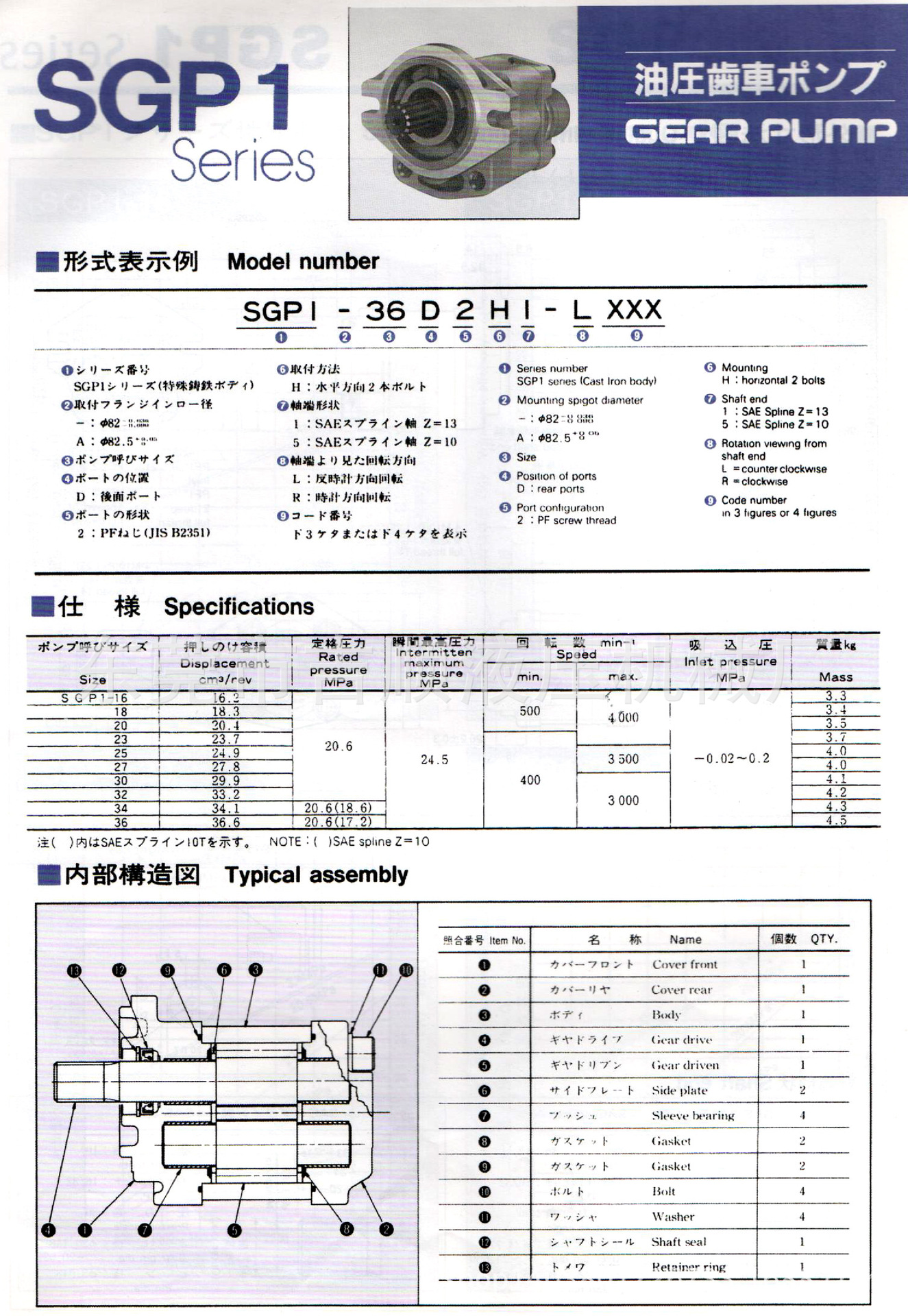 SGP 003日文参数表