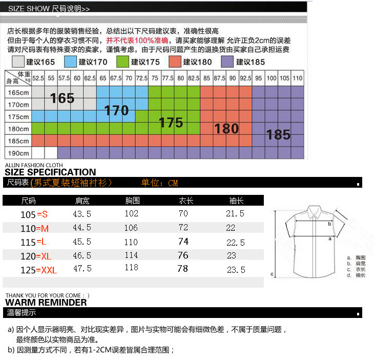 尺寸表