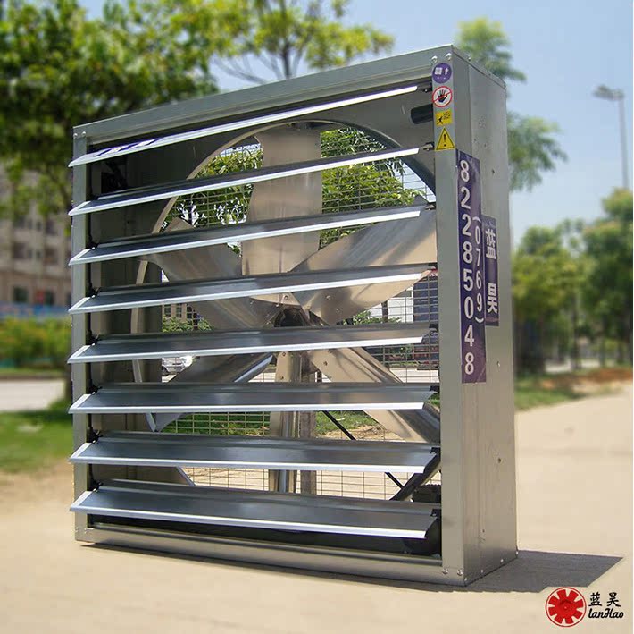 蓝昊鑫牌工业排风扇负压风机百叶窗打开