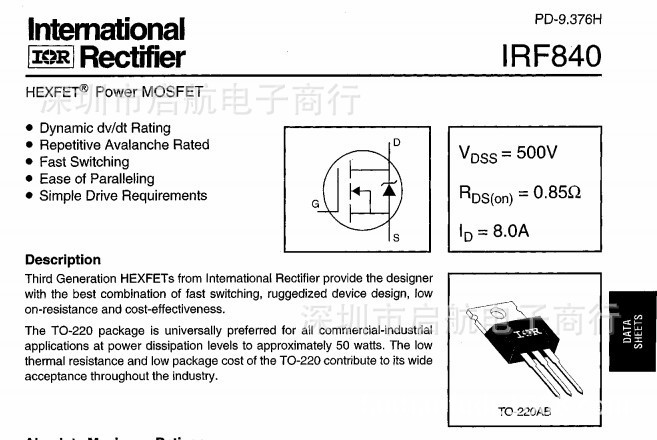 irf840 原装vishay irf840pbf 现货热卖