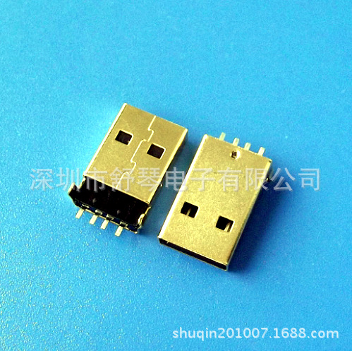 am/公180度貼板am90度插板 鍍金USB插頭 A/BM一體式工廠,批發,進口,代購