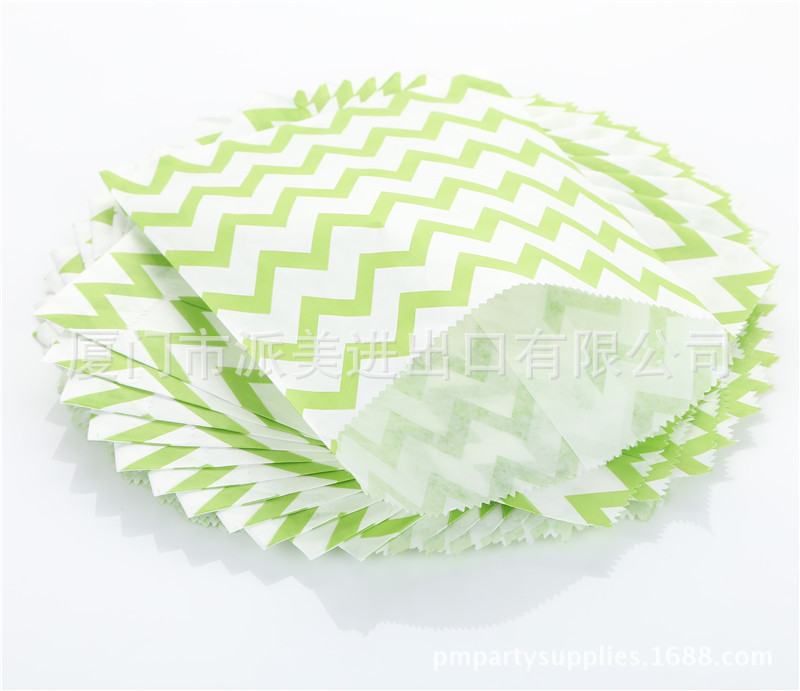 lime-green chevron paper bags