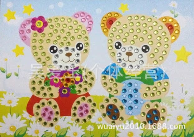 卡通制作钻石贴画,儿童益智拼图玩具,手工制作,立体画图片,卡