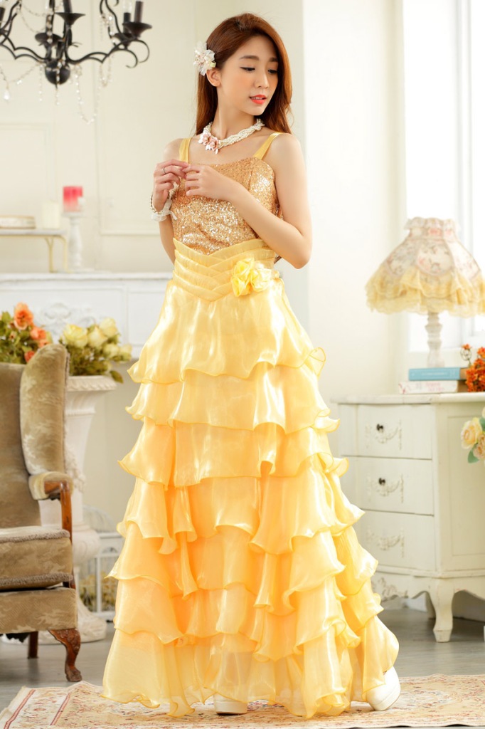 the fat Extra large Women's wear Plus Size Fattening evening party Ruffles camisole longuette Evening dress Dress 9725