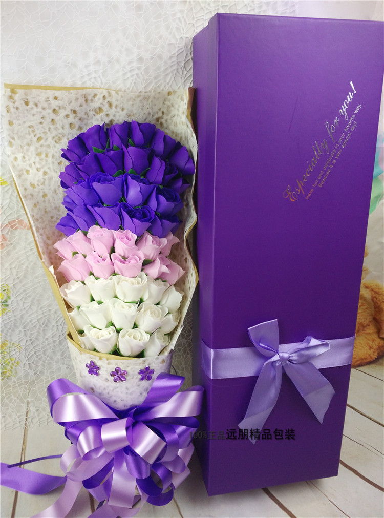 新款玫瑰香皂花 创意卡通礼物 51朵微信爆款母亲节生日礼物礼品