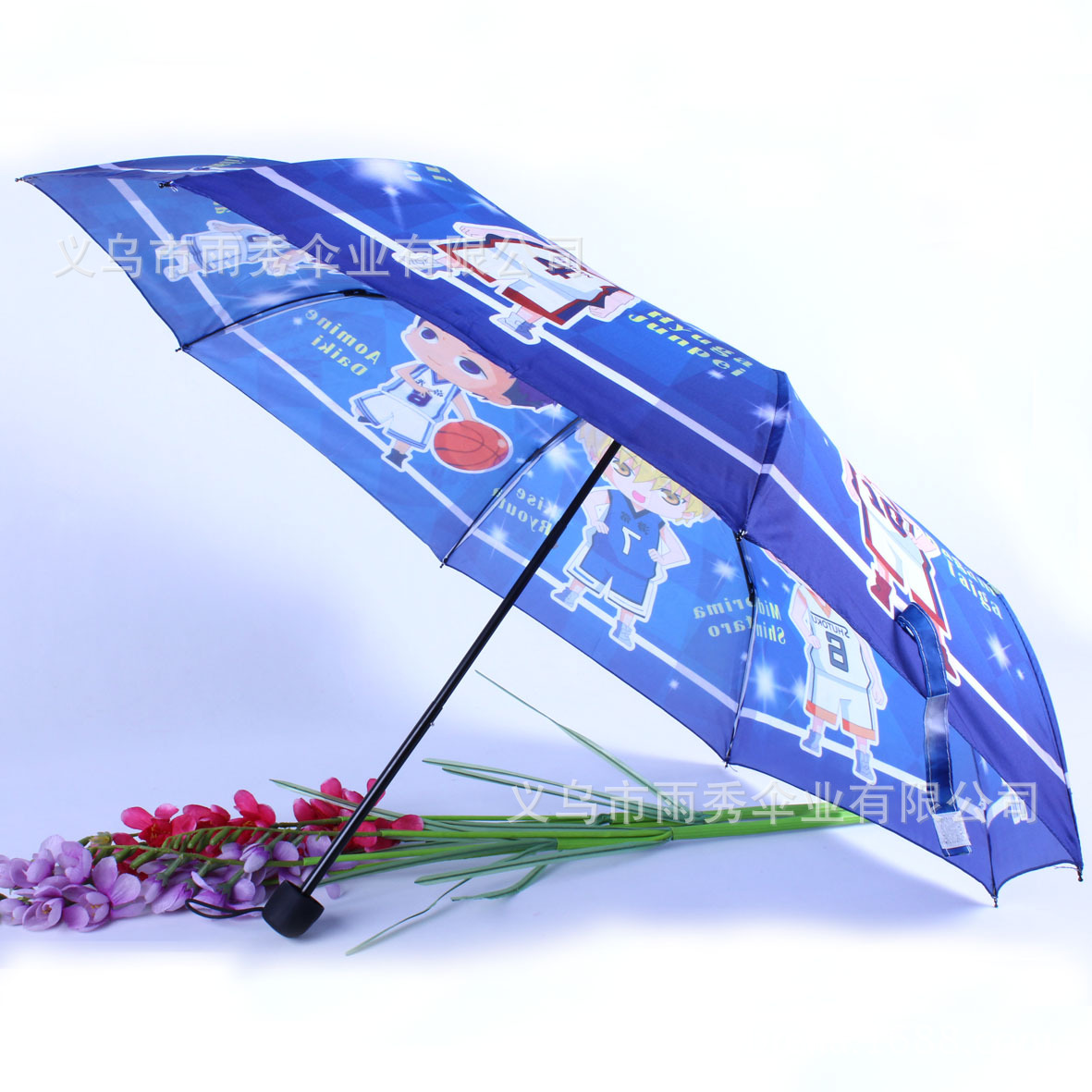 雨秀 三折卡通图案印刷雨伞 热转印日本雨伞 外贸雨