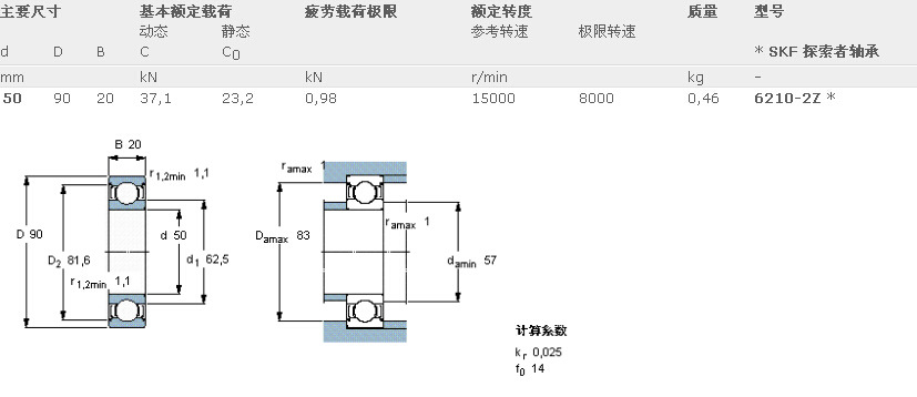 skf进口轴承|6210-2z/c3深沟球轴承天津经销 保证质量价格公道