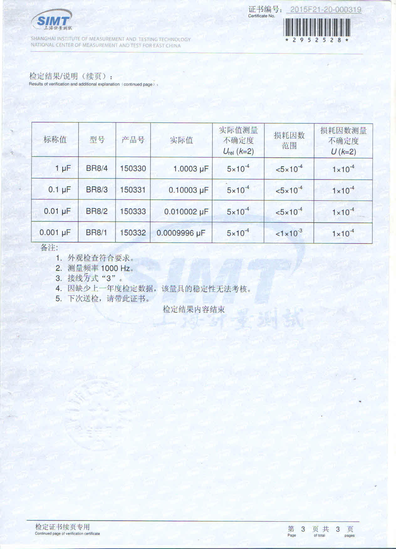 BR8检定报告第三页