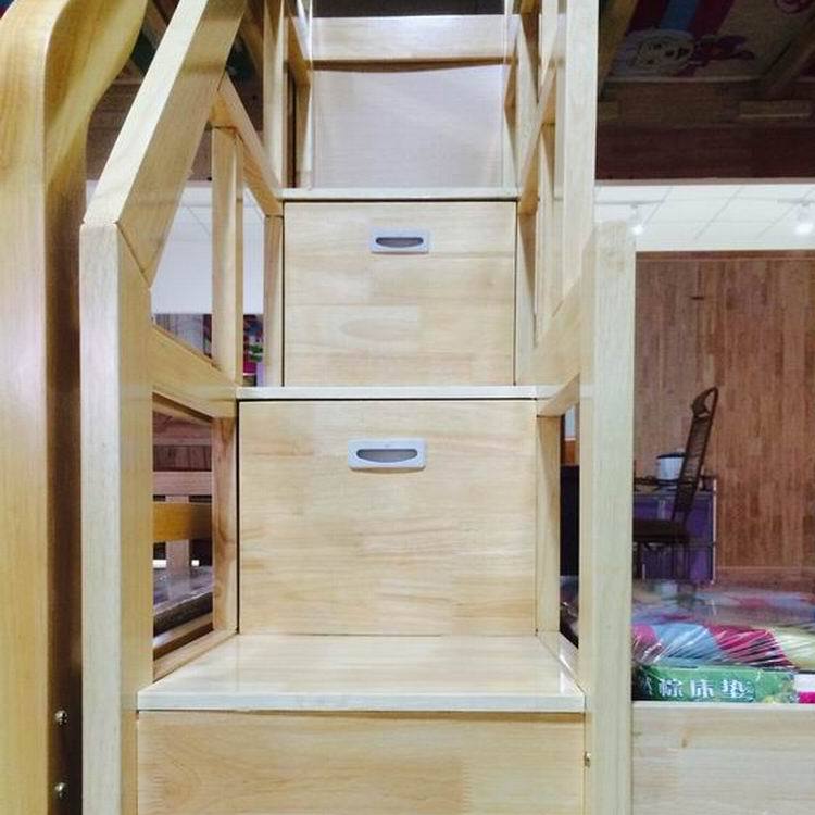 厂家直销带储物柜橡木上下床 带抽屉楼梯 儿童双层子母床批发