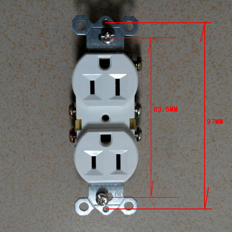 专业批发美式ul认证插座15a雅白双胞胎美标插座nema5-15r墙壁插座