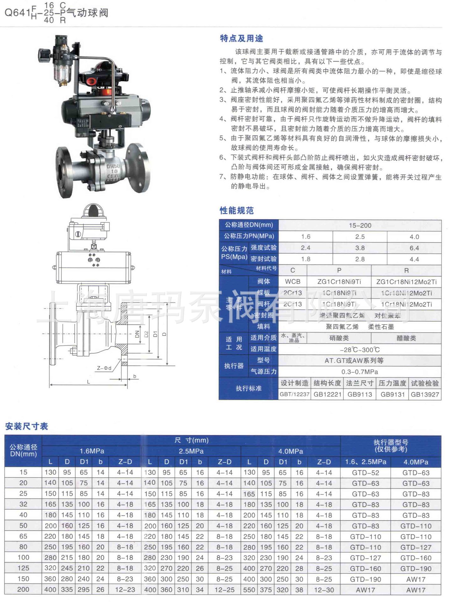 q611f-16p dn65三片式不锈钢内螺纹气动球阀,气动内螺纹不锈钢球阀