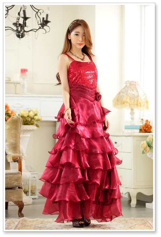 the fat Extra large Women's wear Plus Size Fattening evening party Ruffles camisole longuette Evening dress Dress 9725