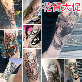 厂家批发 纹身贴花臂 防水男女鲤鱼佛像骷髅头刺青文身纹身贴纸
