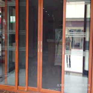 高档铝合金重型推拉门 钢化玻璃三轨金钢砂网重型推拉门 室外门