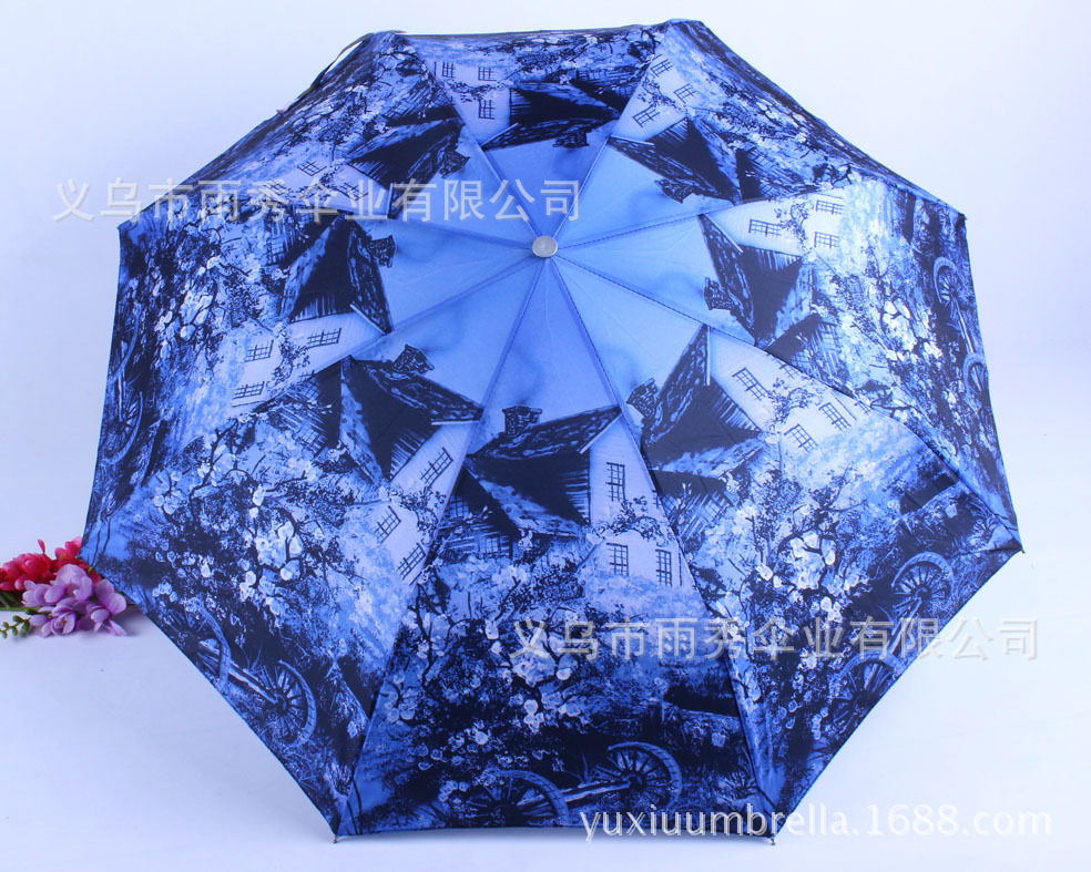 雨秀 三折印花伞 热转印伞 雨伞现货批发