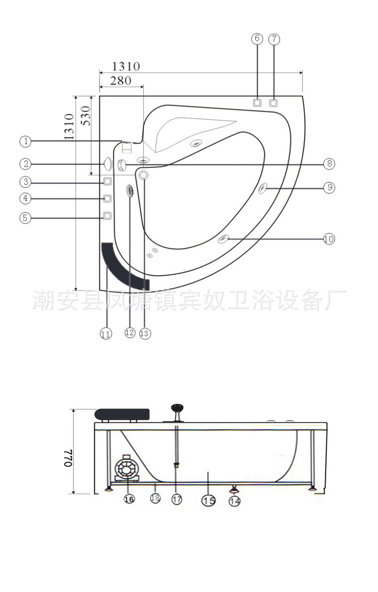 bn-135 批发扇形亚克力浴缸 单人浴缸直销 三角浴缸 厂家直销