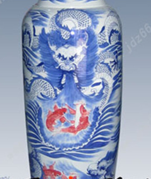 34九龙十八鲤陶瓷大花瓶细节2