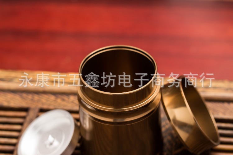 厂家批发新款圆形茶叶罐 中式铝合金通用茶叶容器合金