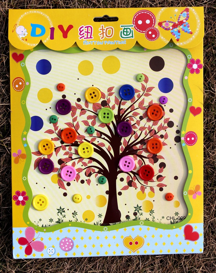 儿童diy扣子画 亲子手工制作材料包 纽扣画粘贴画 幼儿益智玩具