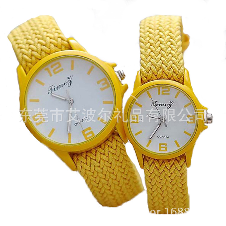 编织带手表,复古石英手表,合金防水表,手工编制表