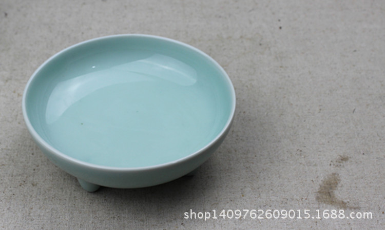 龙泉青瓷万福贡品鼎碗高脚托盘水果点心盘茶盘佛前供品盘混批特价