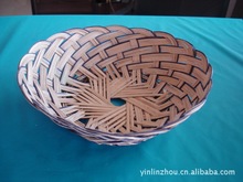 手工植物编织篮 工艺品 花样编织水果篮 竹篮(圆形)
