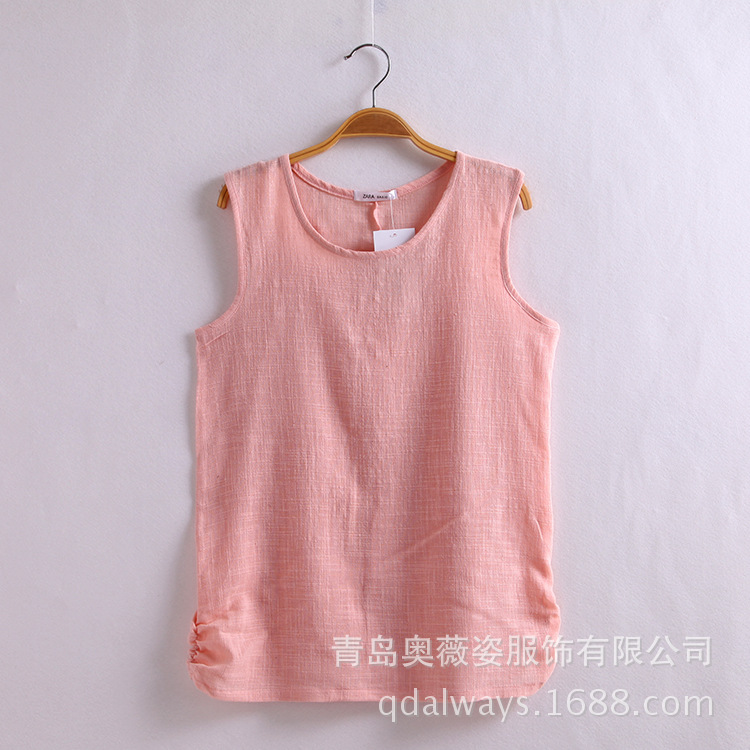 2015春夏新品 女装宽松亚麻背心 棉麻竹节麻女式无袖背心吊带批发