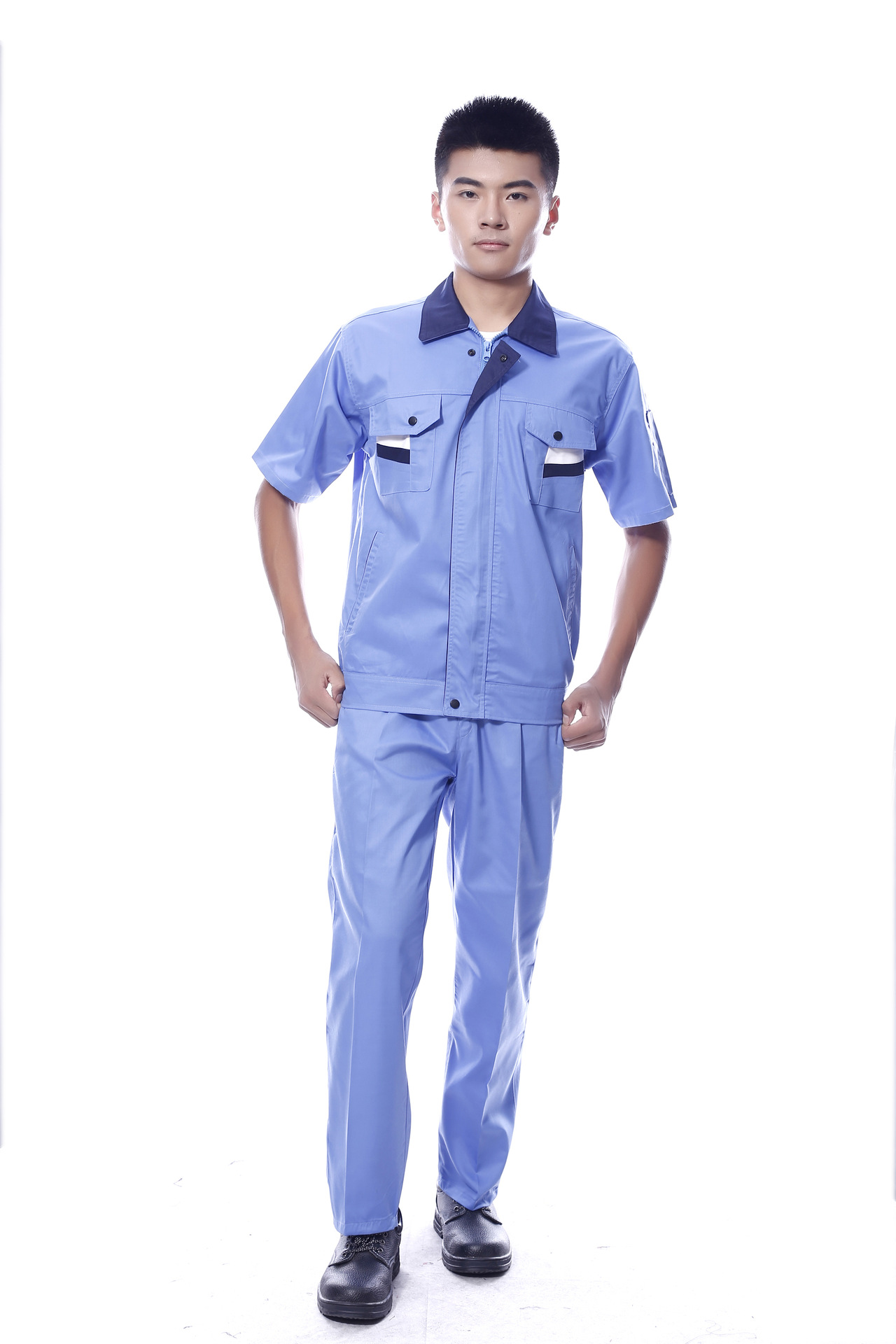 【厂家直销】定做工作服 夏天透气吸汗短袖工装 制服 厂服定做