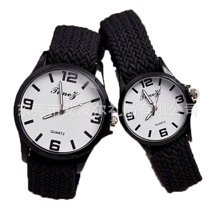 编织带手表,复古石英手表,合金防水表,手工编制表