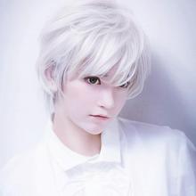 yurisa男款假發 萬用動漫cos假毛 銀白色短發 cosplay鳴狐/結緣神