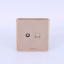 M6拉絲系列 一體式電腦網線有線電視插口 220v電腦電視插座面板