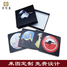 創意禮品定制 袋鼠防滑墊杯墊盒裝 吸水隔熱餐墊杯墊定制印logo