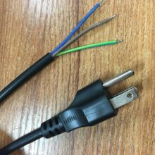 廠家供應1.5米美標美規電源線三插美式電源插頭線 尾部剝皮上錫