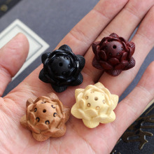 三層蓮花黑檀木黃楊木桃木科檀木手工diy飾品配件吊墜鑰匙扣車掛