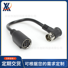R7B 4芯電源線 彎頭中DIN4PIN公母轉接線 90度大功率4針電源線