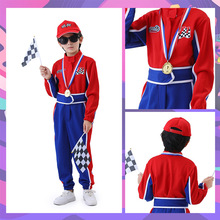 新款跨境Racer兒童賽車服運動比賽服節日表演演出服廠家批發