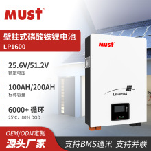 MUST壁掛式儲能鋰電池51.2V 磷酸鐵鋰電池家用太陽能光伏蓄電池