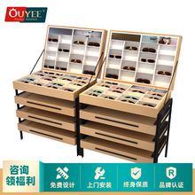歐野廠家眼鏡展示櫃櫃台實木品牌店多層眼鏡展櫃太陽鏡展示架帶燈