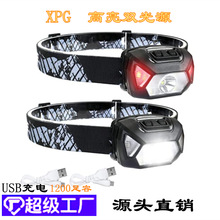 跨境新款超高亮強光頭燈 USB充電頭燈長續航露營應急照明戶外頭燈