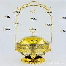 亞馬遜金色不銹鋼自助餐爐豪華餐廳暖菜爐酒店保溫酒精爐吊蓋餐爐