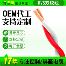 定制國標銅芯rvs雙絞花線消防照明家裝線2芯0.5/0.75平方電源線