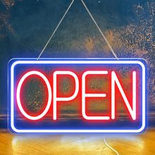 跨境電商LED霓虹燈亞克力橫豎open  酒吧門店標識燈牌 時間牌配搭