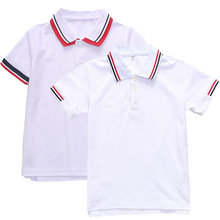 斯踏迪 夏裝白色雙層衣領上衣中小學生校服套裝學院風英倫風園服