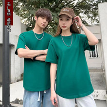 純棉寬松版落肩燕尾服圓領短袖T恤男女通款時尚新潮個性短袖T恤