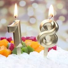 批發新款創意生日蛋糕派對祝壽網紅裝飾立體金色鑽石大號數字蠟燭